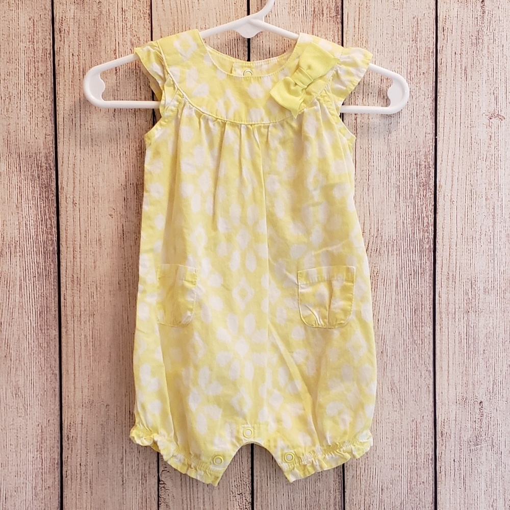 Geometric Yellow Baby Girl Romper